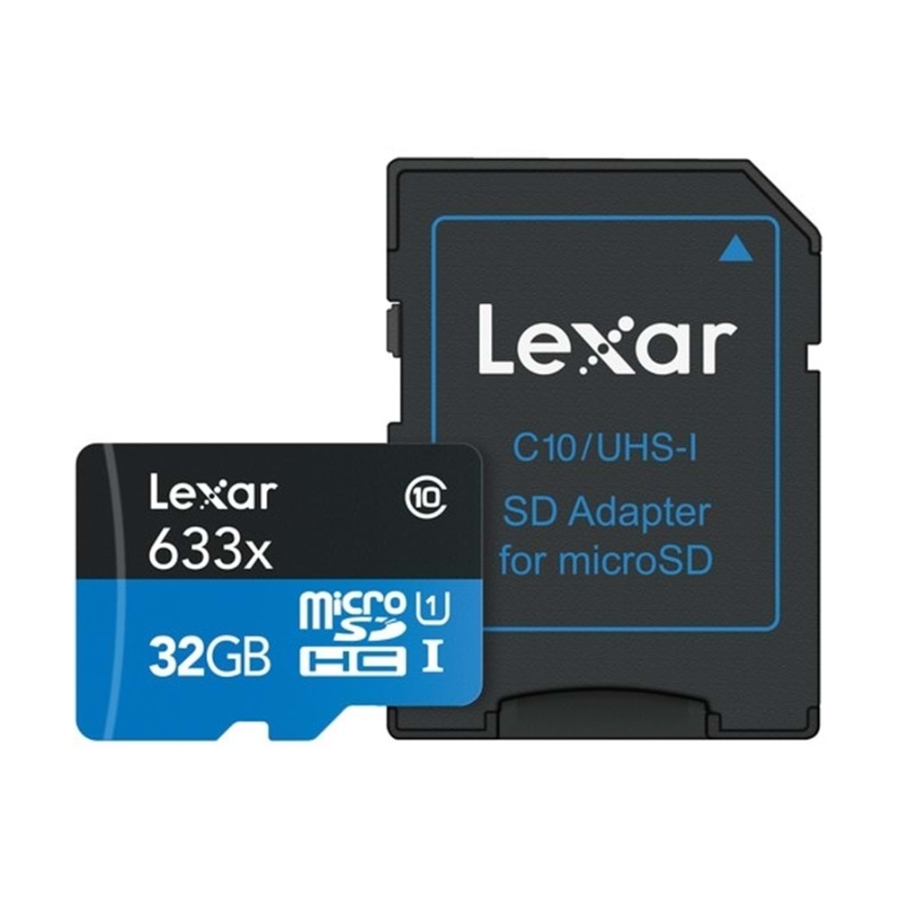 Lexar 32GB 633x 95Mb/s U1 A1 V10 Micro SD Hafıza Kartı + SD Adaptör