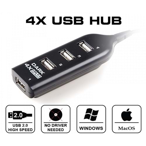 Dark DK-AC-USB24 4 Port USB 2.0 Çoklayıcı