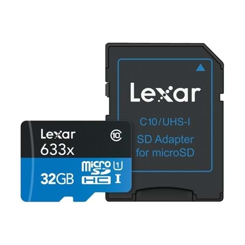 Lexar 32GB 633x 95Mb/s U1 A1 V10 Micro SD Hafıza Kartı + SD Adaptör